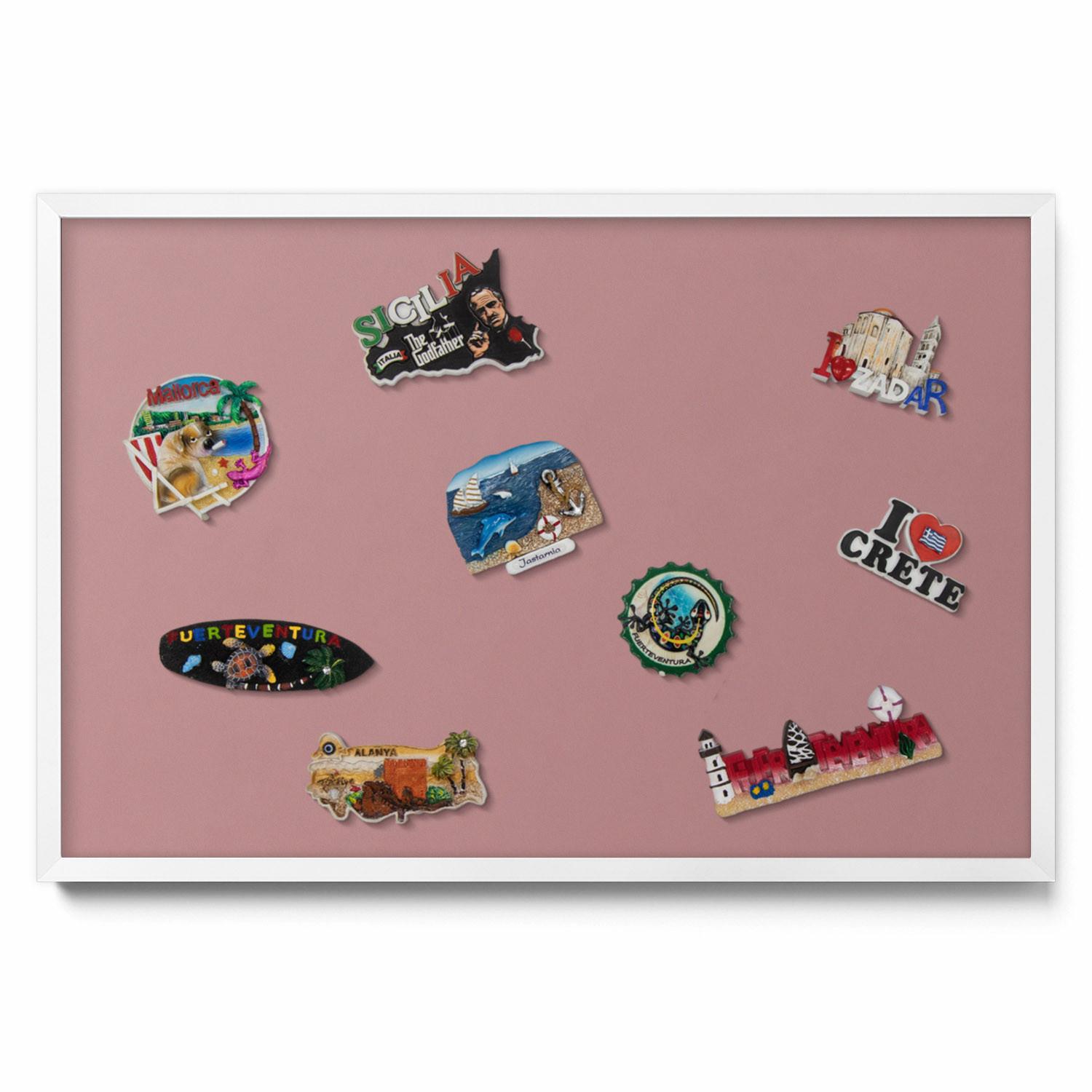 MAGNETTAFEL 60x40 cm Weißer Rahmen Pastellrosa - Hellrosa, Metall (60/50/0.4cm) - TULUP
