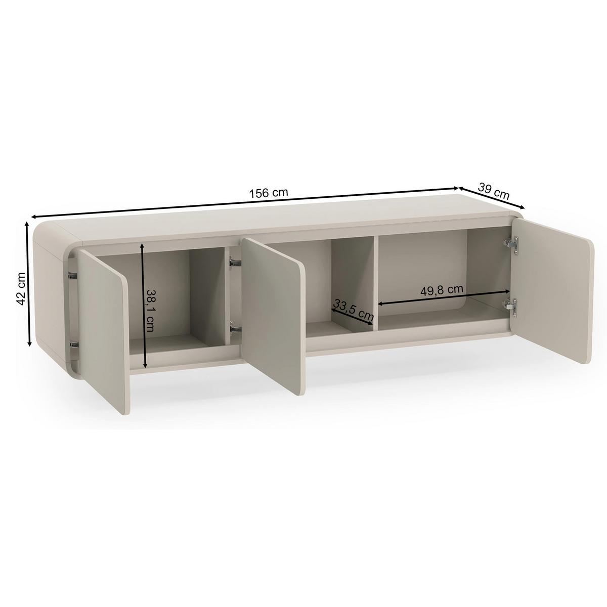 TV-LOWBOARD hängend Lummo 3-türig, Kaschmir, 156 cm - Kaschmir, Holzwerkstoff/Metall (156/42/39cm) - Selsey