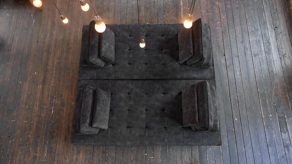 ECKSOFA WIOLO Anthrazit Velvet - Anthrazit/Silberfarben, Textil/Metall (350/240cm) - KAWOLA