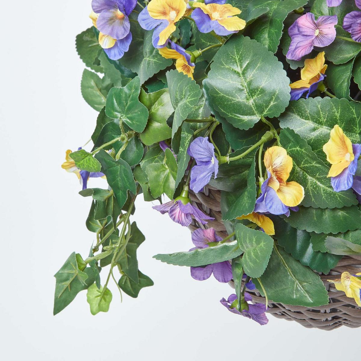 KUNSTBLUMEN Stiefmütterchen in Blumenampel, 60 cm - Lila, Kunststoff (60cm) - Homescapes
