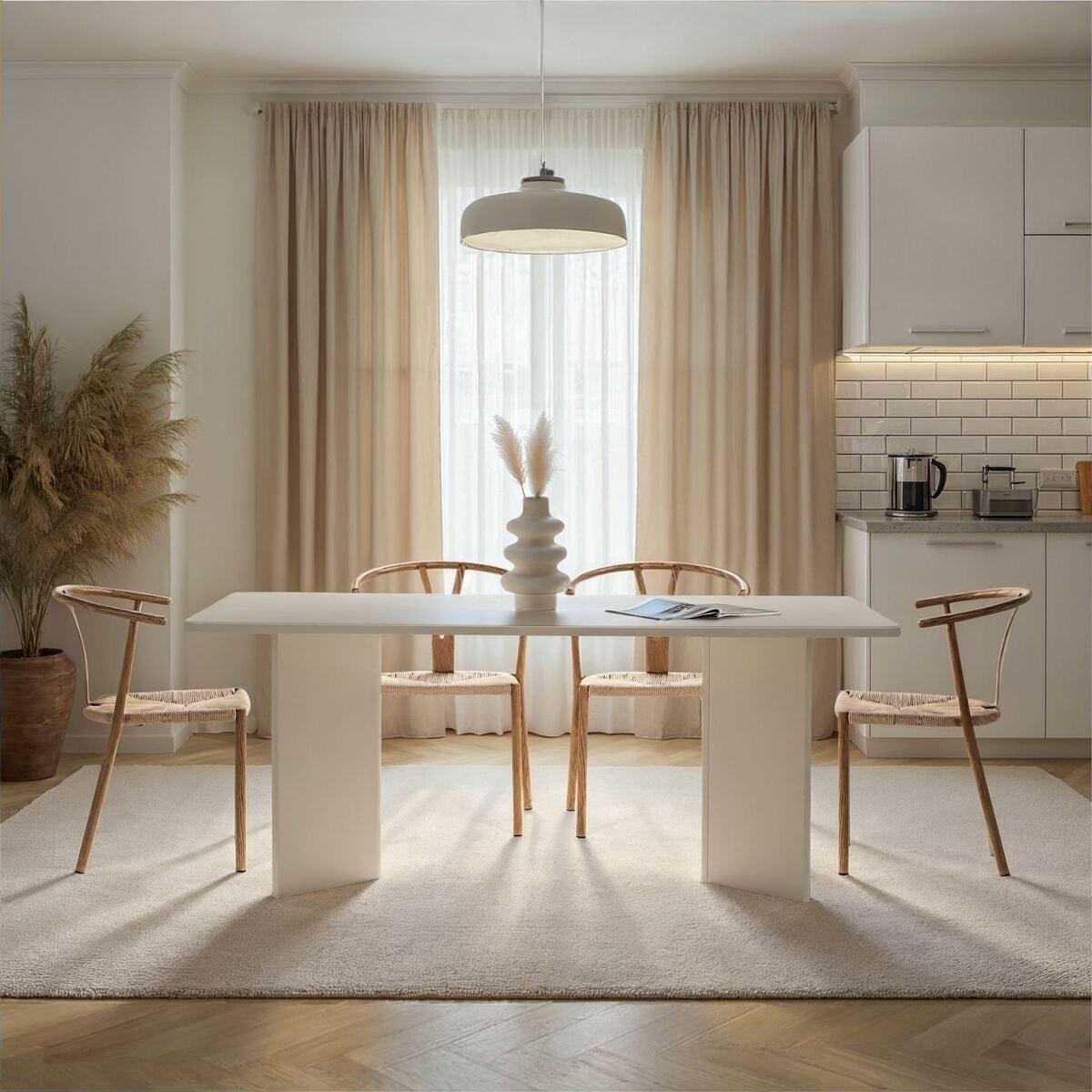 ESSTISCH mit rechteckiger Tischplatte 35/46/180 cm - Eiche Bianco, Holzwerkstoff (96/90/75cm) - Calicosy