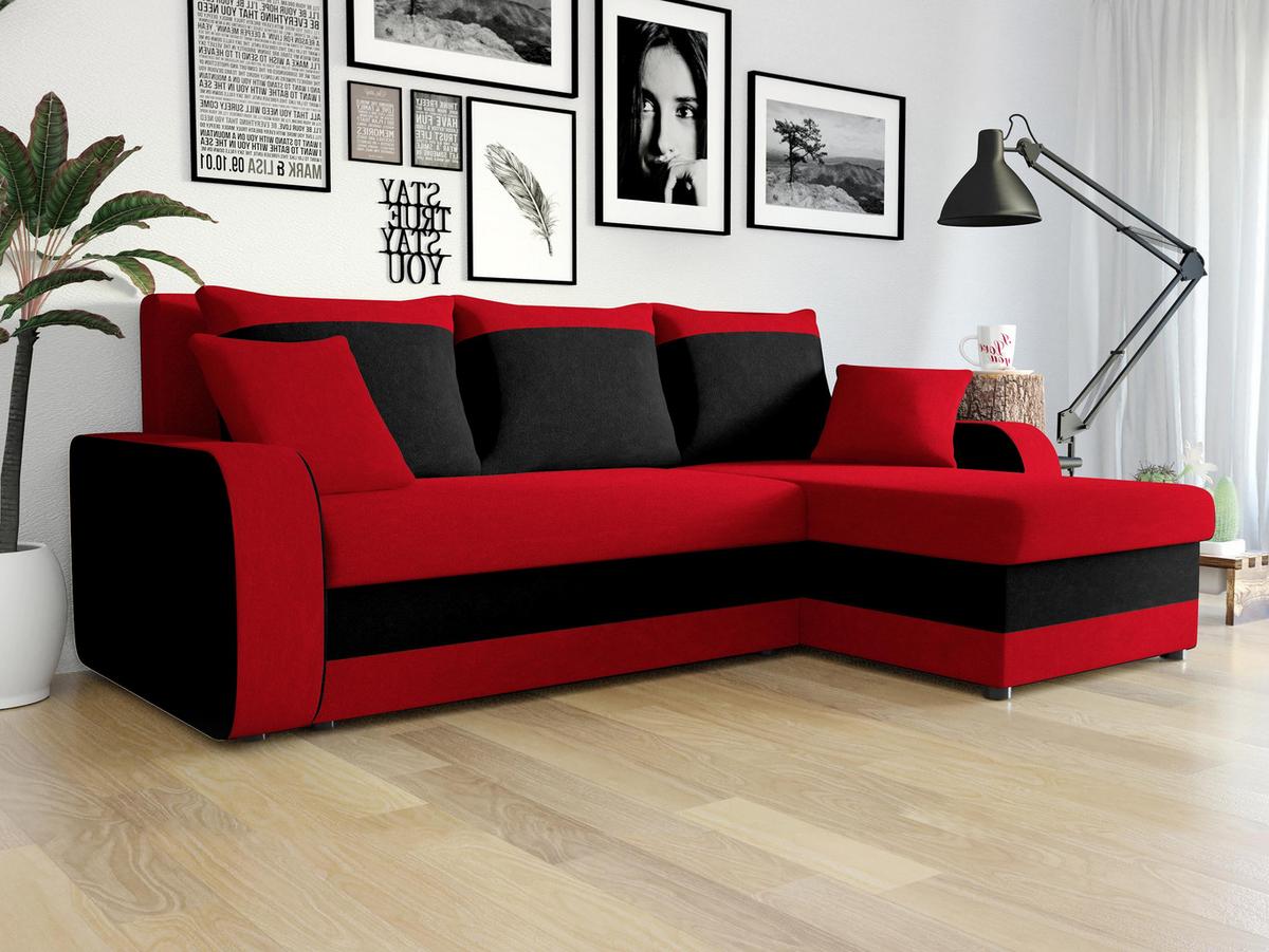 ECKSOFA Kris - Rot/Schwarz, Holz/Kunststoff (238/147cm) - MIRJAN24