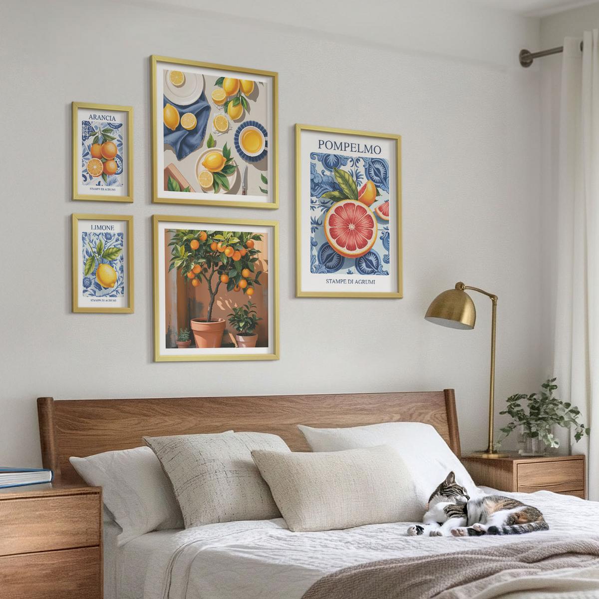BILDER SET 5er Set - 50x50 cm & 20x30 cm & 40x60 cm Goldrahmen - Stilvolle Grafik, Ballerina-Architektur - Goldfarben, Kunststoff (40/60cm) - TULUP