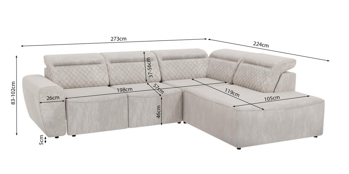ECKSOFA Reid Beige Samt - Beige/Schwarz, Holz/Kunststoff (273/224cm) - S-Style Möbel