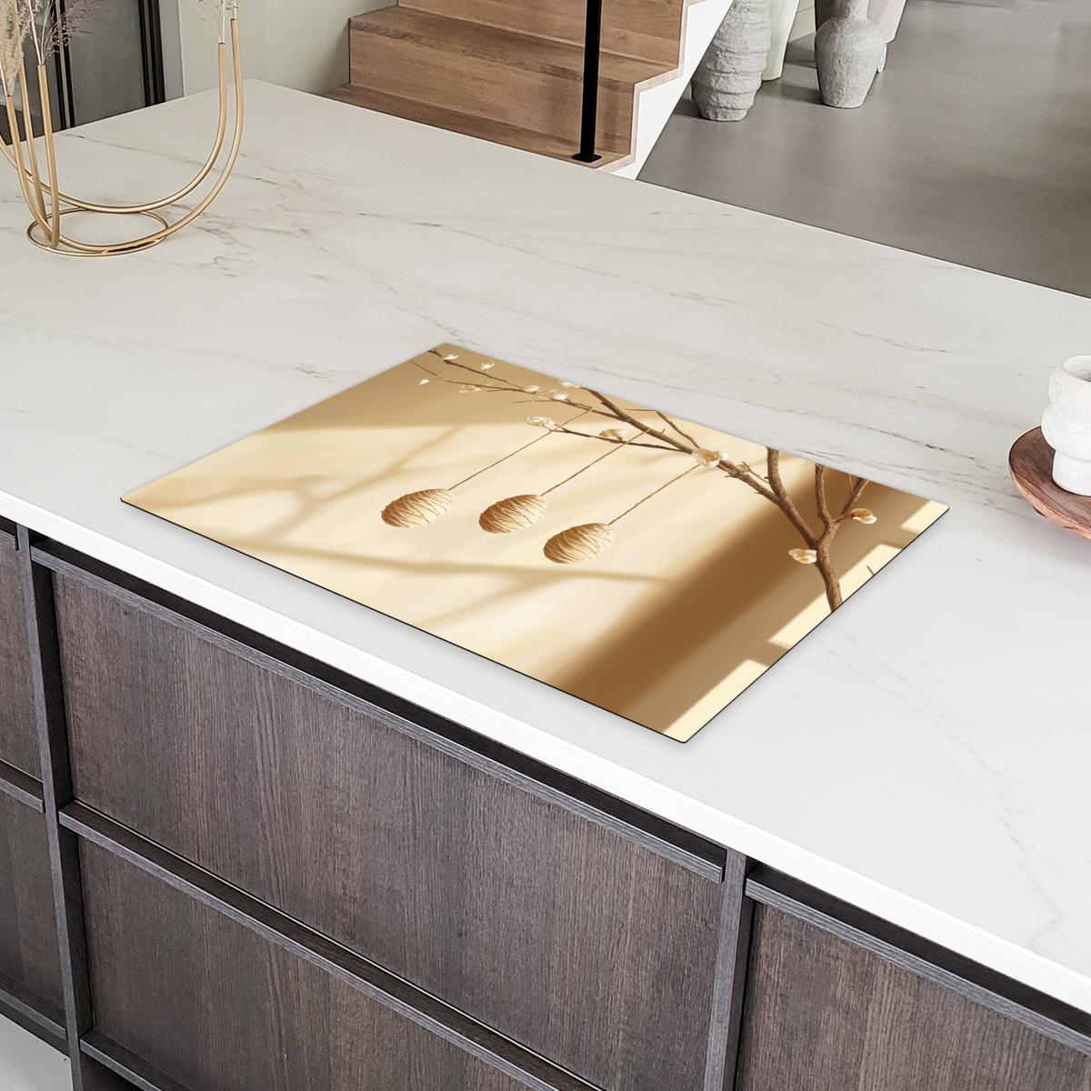 HERDABDECKPLATTE Beige - Osterkuchen - Eier Induktionsmatte 77x51 cm - Beige, Kunststoff (77/51/0.2cm) - MuchoWow