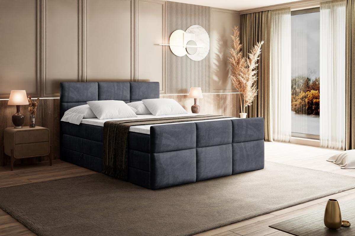 BOXSPRINGBETT OHIO-Z KING - 200x200 - H3/H4 - Dunkelgrau - Dunkelgrau, Holzwerkstoff (200/200cm) - ALTDECOR