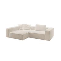 ECKSOFA CARMO Weiß Flachgewebe - Schwarz/Weiß, Kunststoff/Textil (306/191cm) - KAWOLA