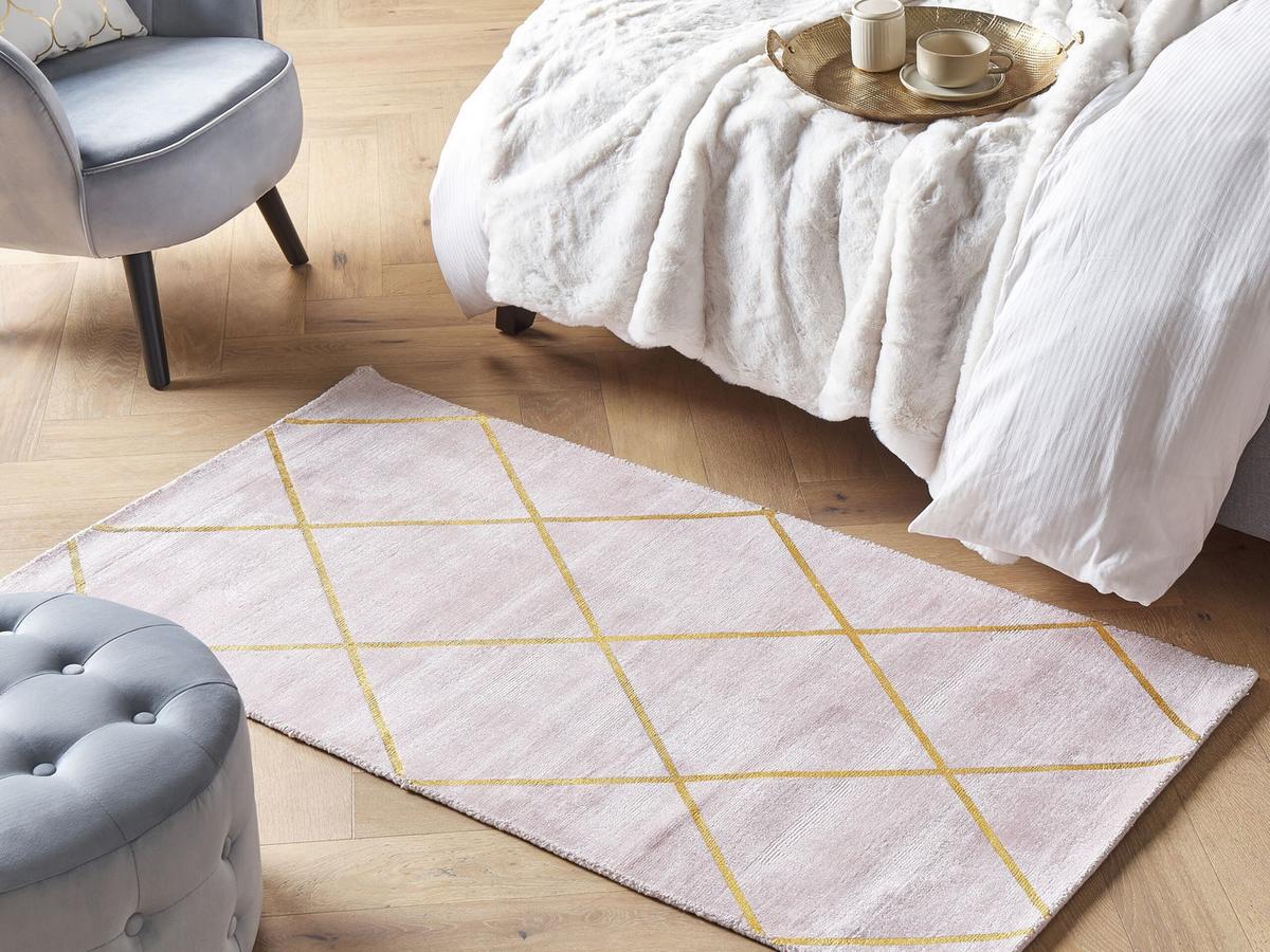 KURZFLOR-TEPPICH Atike 150/80 cm - Pink, Naturmaterialien (80/150cm) - Beliani