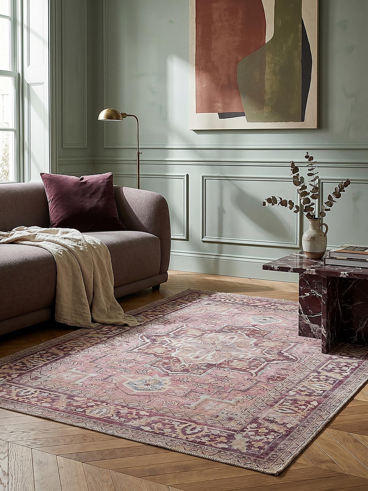 TEPPICH Waschbar HALD, klassisch im Vintage-Stil, Rosa, 80 x 150 cm - Rosa, Textil (150/80cm) - KADIMA DESIGN