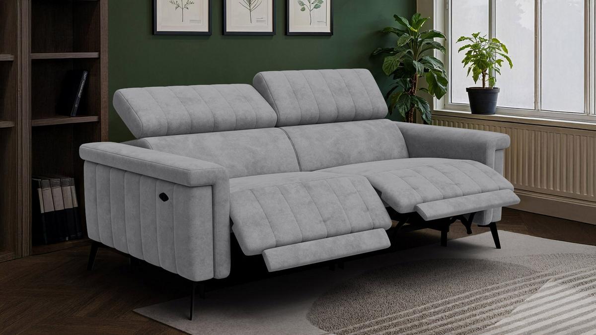 RELAXSOFA NORDEL 3-Sitzer, grau - Schwarz/Grau, Holz/Textil (194/80/105cm) - Wozimo