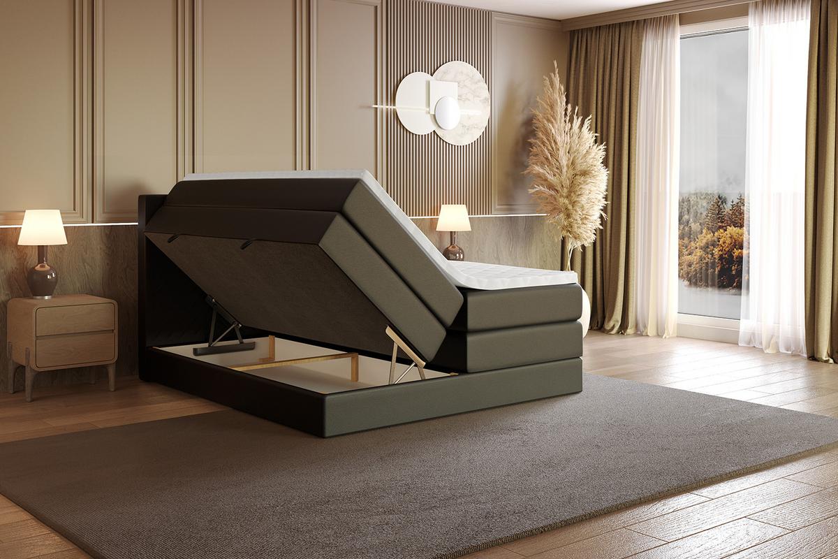 BOXSPRINGBETT mit Matratze H3|H4 und Lattenrost - VEXA KING-120x200 - Schwarz - Schwarz, Holzwerkstoff (120/200cm) - ALTDECOR