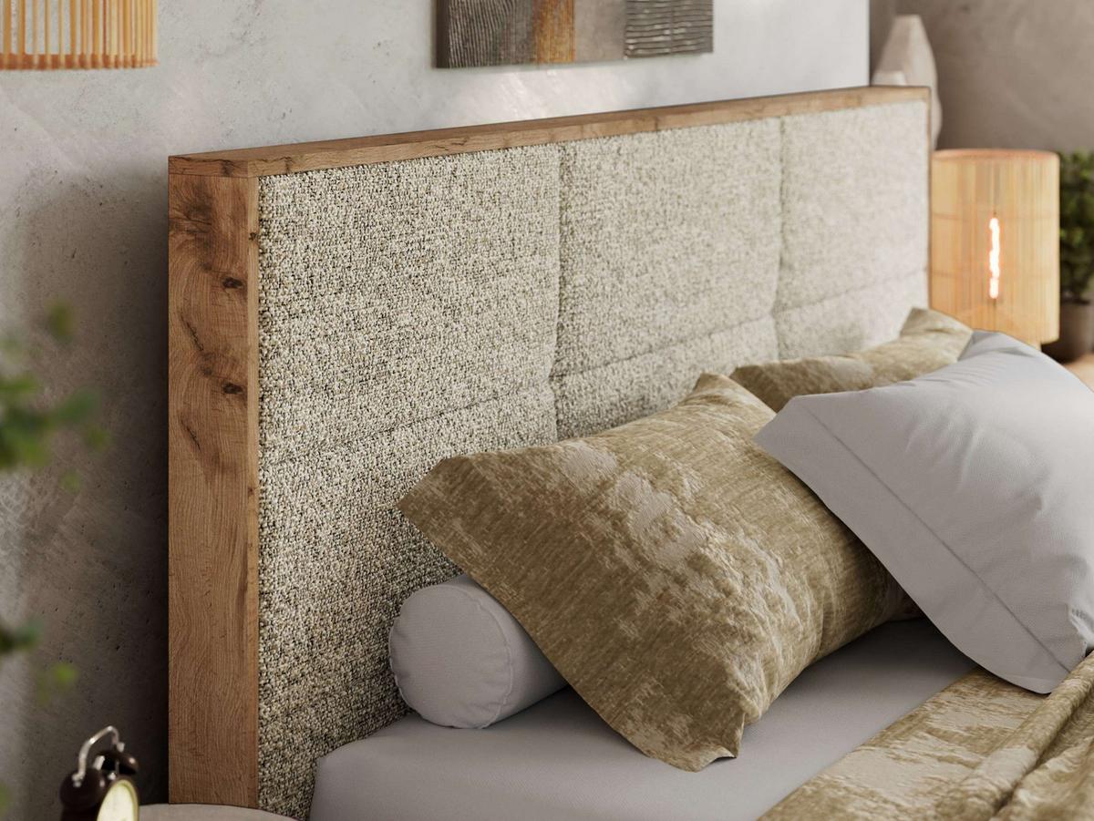 POLSTERBETT LERIO CLASSIC 140/200 - Beige Strukture - Schaum-Matratze - Beige, Textil (140/200cm) - MKS