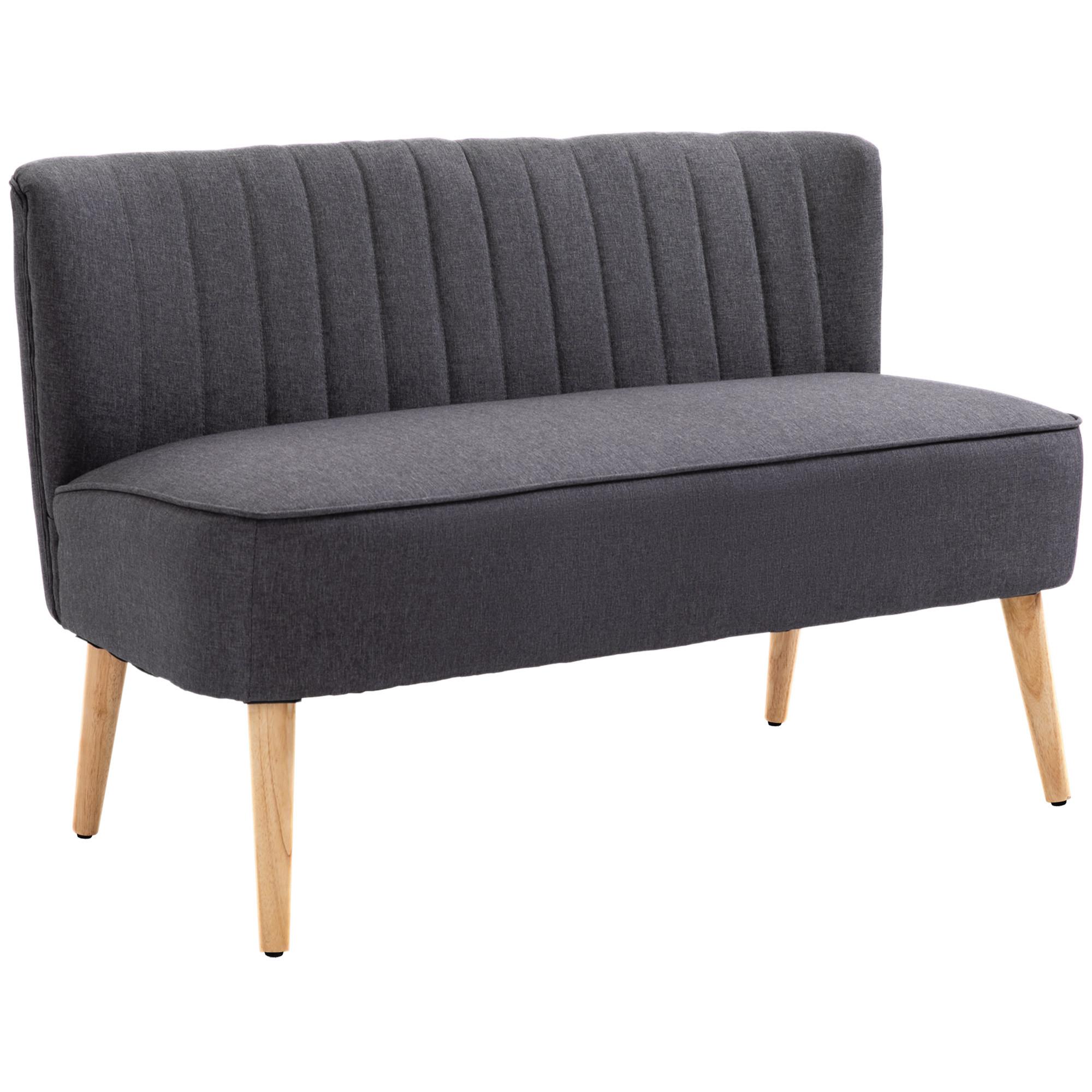 2-SITZER-SOFA Textil Dunkelgrau - Dunkelgrau/Naturfarben, Holz/Textil (56.5/77/117cm) - HOMCOM