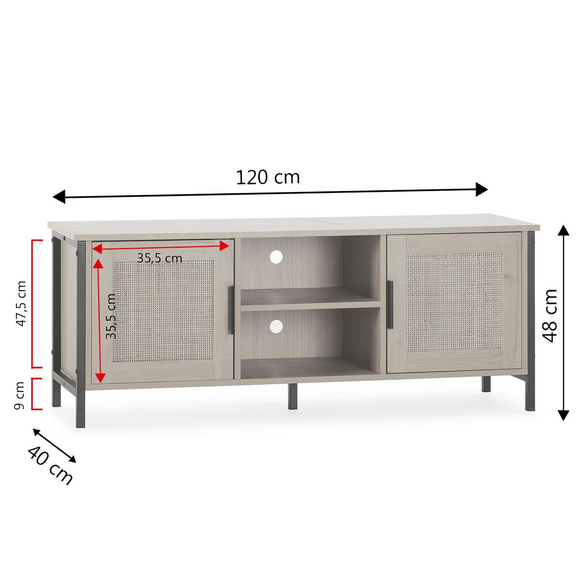 TV-ELEMENT Cruz 2 Türen Eiche farbe - Honigeiche, Holzwerkstoff (120/48/40cm) - VS Venta-stock