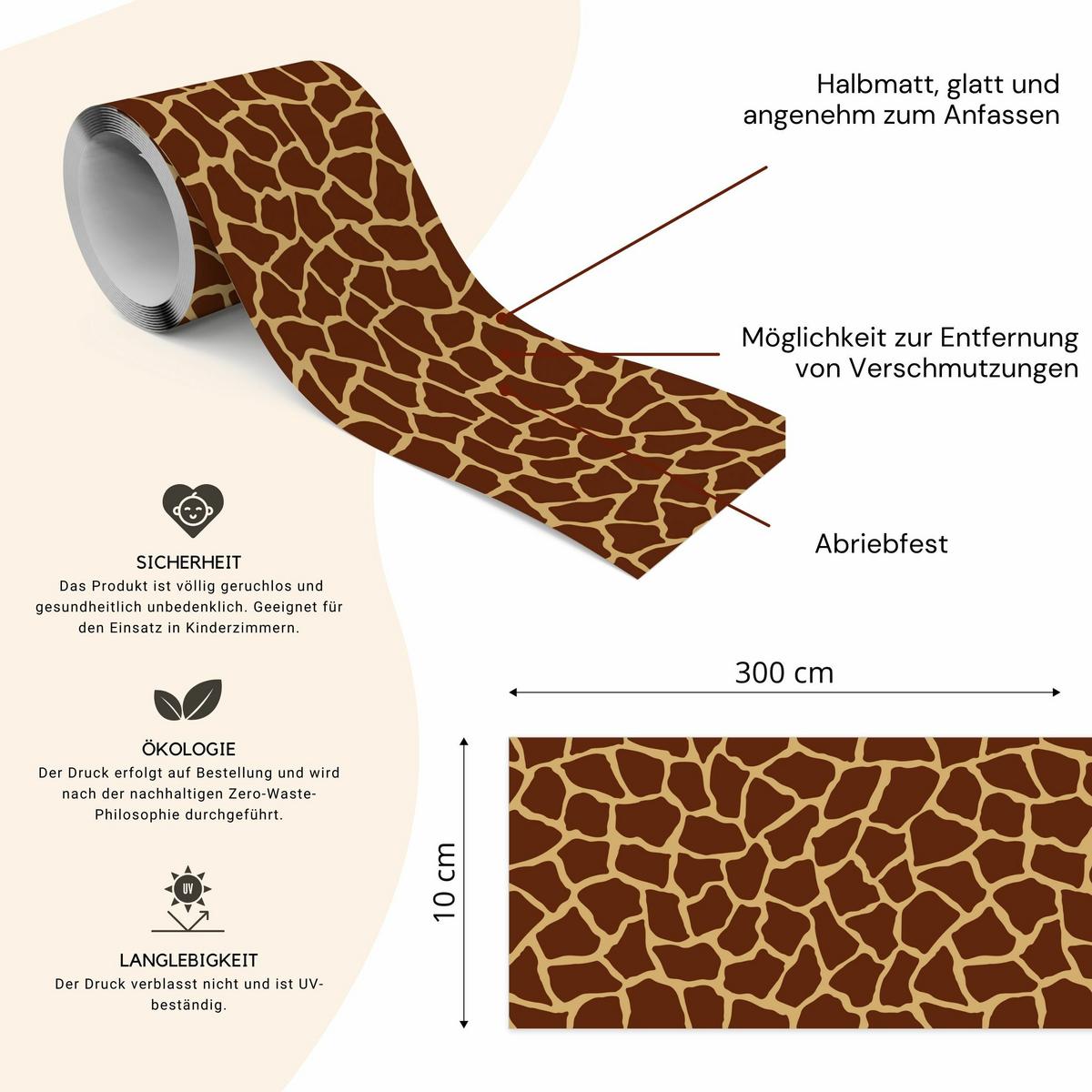 TAPETENBORDÜRE selbstklebend TIERMUSTER Giraffenflecken Giraffe Spots - Braun, Papier (10/300/300cm) - Muralo