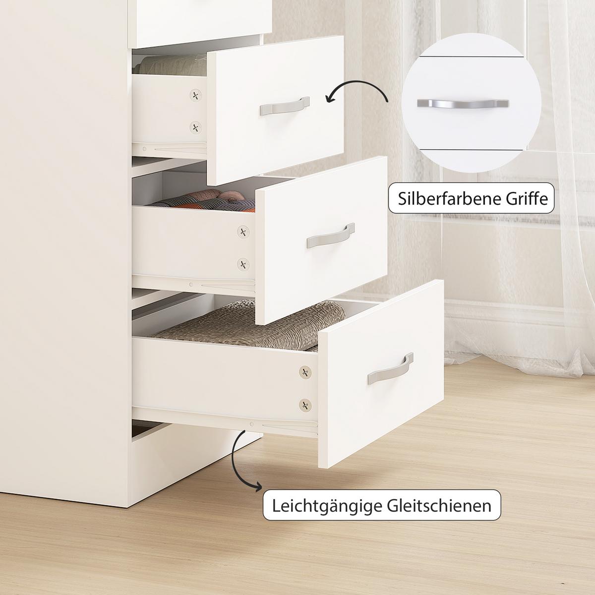 KOMMODE Spanplatte Weiß - Silberfarben/Weiß, Holzwerkstoff (35/85/40cm) - HOMCOM