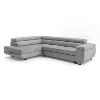 ECKSOFA Velmo mit Bettkasten und Schlaffunktion, verstellbaren Kopfstützen, in L-Form - Hellgrau, Textil (275/203cm)