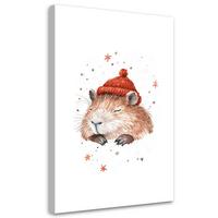 LEINWANDBILD Lein Schlafender Capybara 60x90cm - Multicolor, Textil (60/90cm) - Feeby