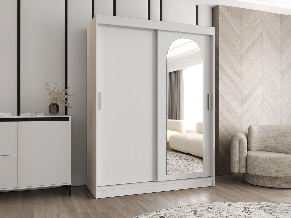 SCHWEBETÜRENSCHRANK Selfie 150 cm - Silberfarben/Weiß, Holzwerkstoff/Kunststoff (150/200/62cm) - MIRJAN24