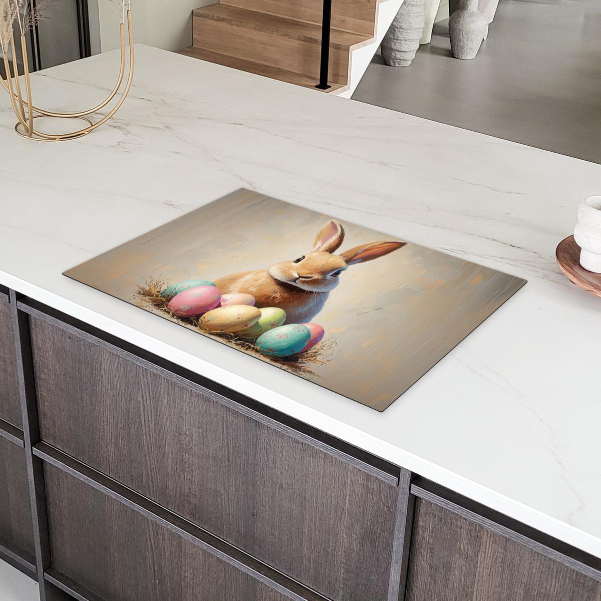 HERDABDECKPLATTE Osterhase - Pastell - Eier Ceranfeldabdeckung 80x52 cm - Beige, Kunststoff (80/52/0.2cm) - MuchoWow