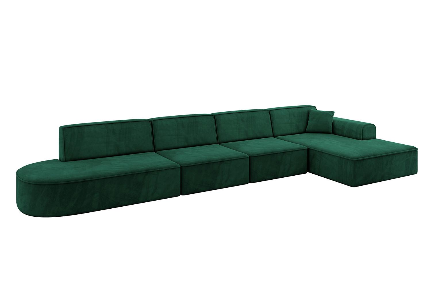 ECKSOFA Ottomane Rechts IREA-L3-v3 - 412x165x77 cm Grün - Dunkelgrün, Holzwerkstoff/Textil (412/165cm) - ALTDECOR