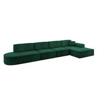 ECKSOFA Ottomane Rechts IREA-L3-v3 - 412x165x77 cm Grün - Dunkelgrün, Holzwerkstoff/Textil (412/165cm) - ALTDECOR