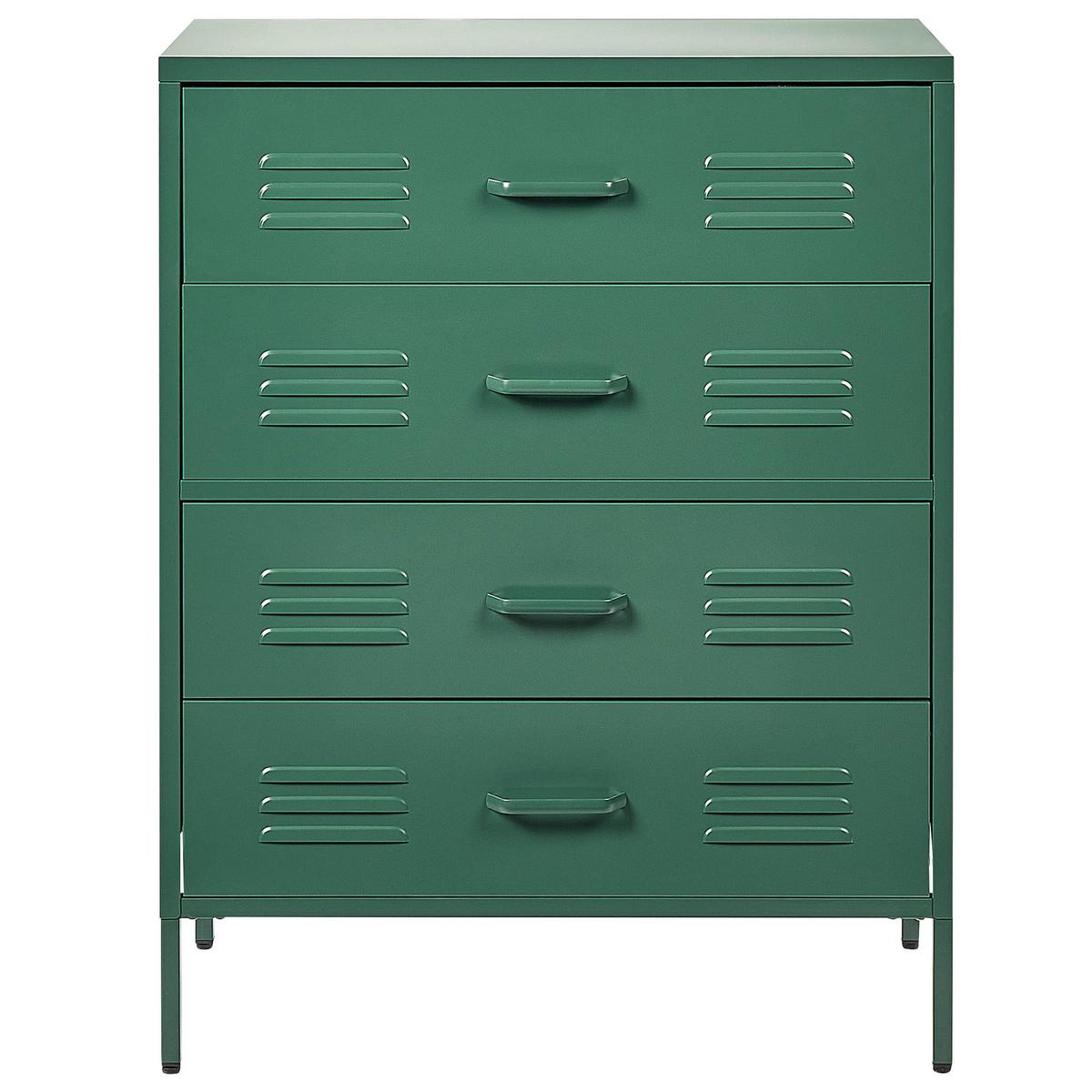 KOMMODE 4 Schubladen Dunkelgrün Enago - Grün, Metall (80/102/40cm) - Beliani