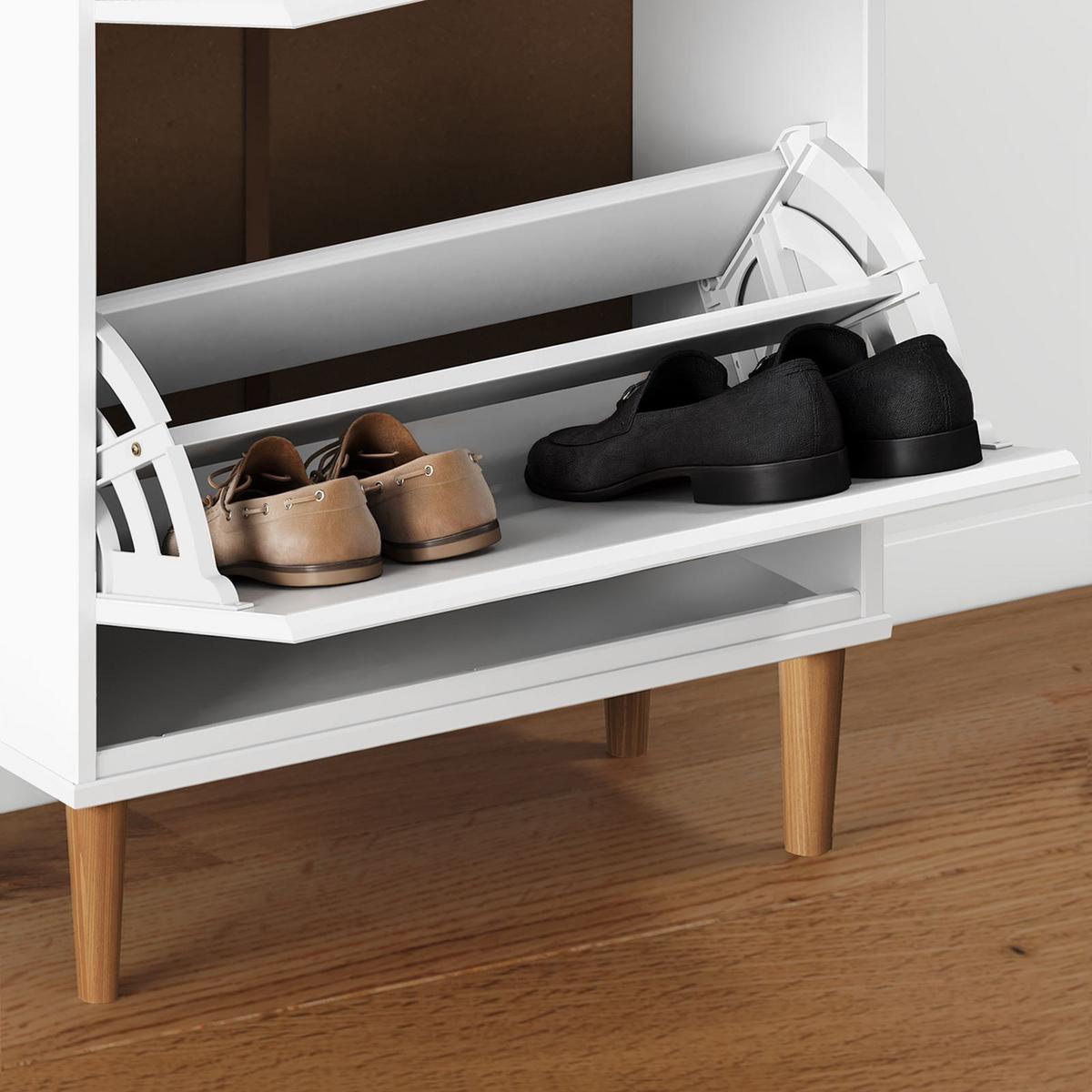SCHUHKIPPER MIKKA weiß/Eiche - Eichefarben/Weiß, Holz (59/96/25cm) - IDIMEX
