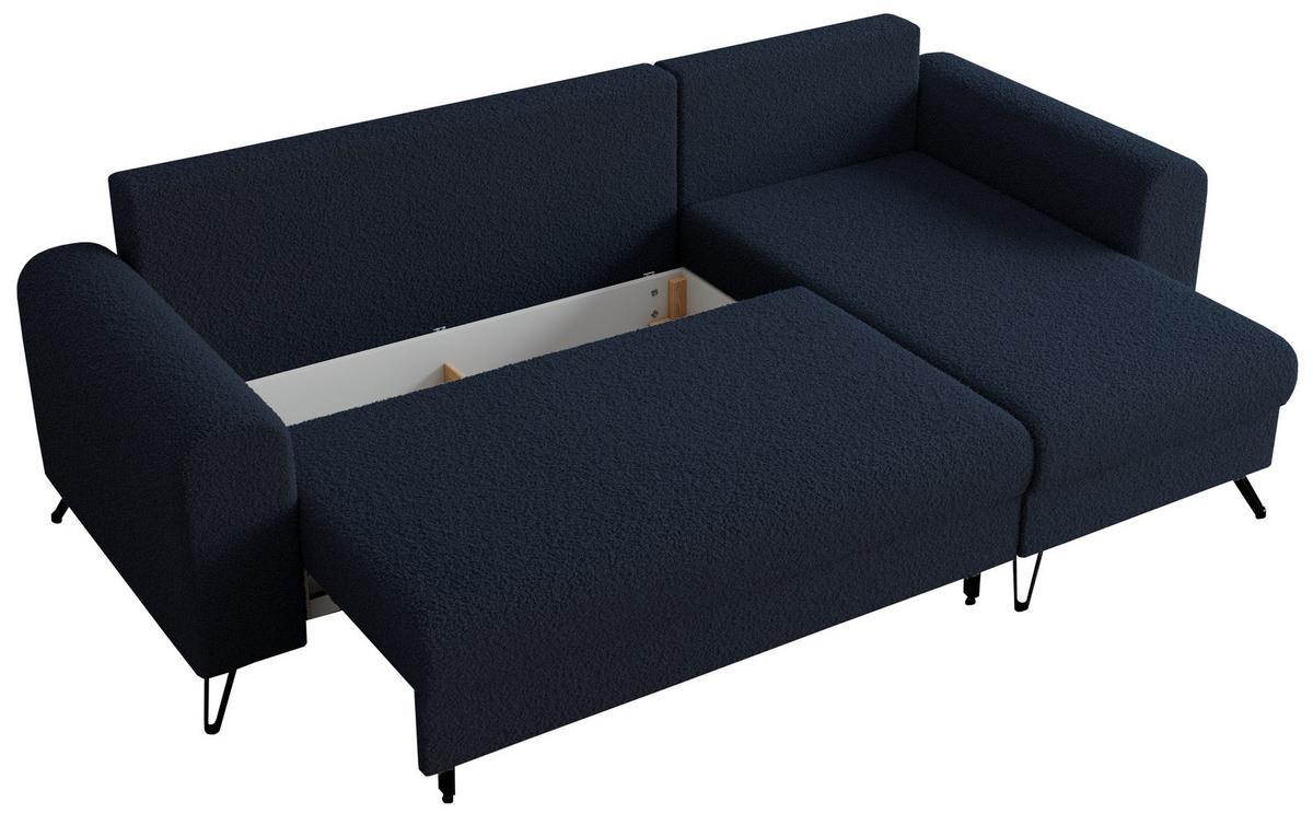 ECKSOFA Hugo Boucle Dunkelblau - Schwarz/Dunkelblau, Textil/Metall (242/140cm) - MKS