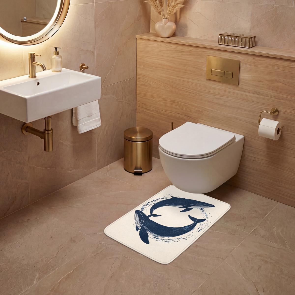 WC-VORLEGER Wale - Spritzer - Kreis - Dunkelblau WC Teppich 40x60 cm - Dunkelblau, Textil (40/1cm) - OnlyWow
