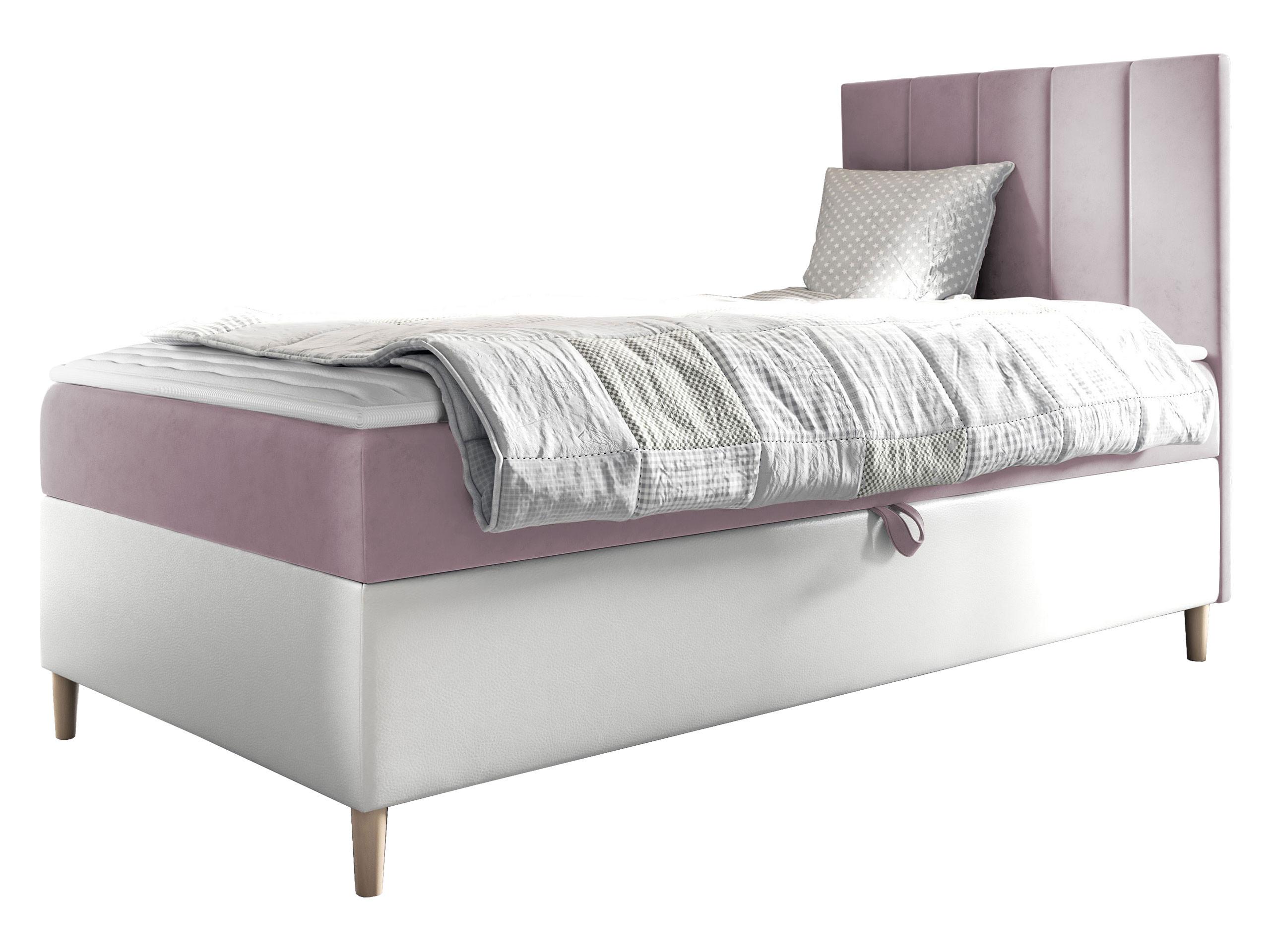 BOXBETT Maja Junior 1, Seite zum Öffnen des Bettkastens: Rechts - H3 - Weiß/Rosa, Holz (100/200cm) - MIRJAN24