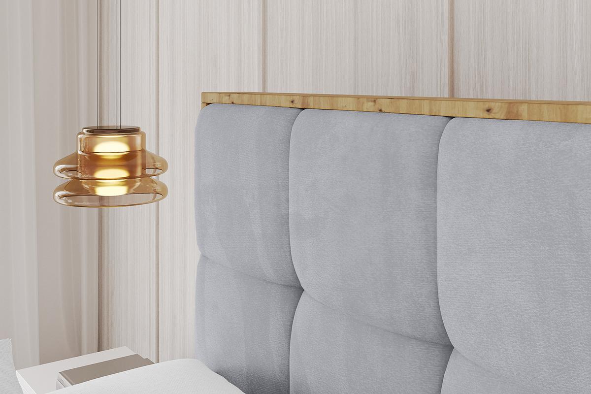 POLSTERBETT mit Bettkasten, Fußteil und Lattenrost, Boxbett ohne Matratze - ENZO7-Z 180x200 - Hellgrau, Holzwerkstoff/Textil (180/200cm) - ALTDECOR