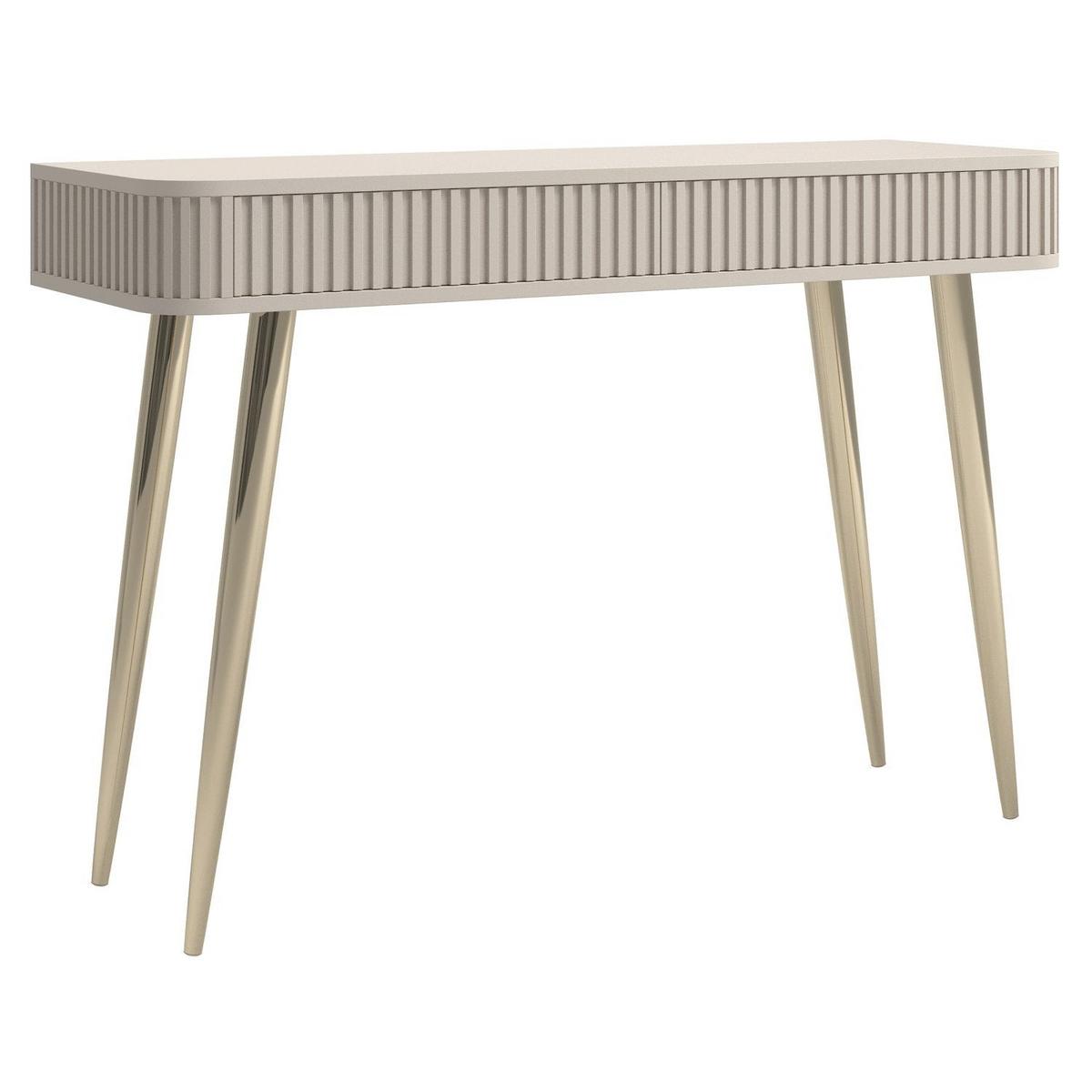 SCHMINKTISCH Ovarlo Greige mit 2 Schubladen 113 cm - Taupe/Goldfarben, Holzwerkstoff/Metall (38/113.2/77.9cm) - Selsey