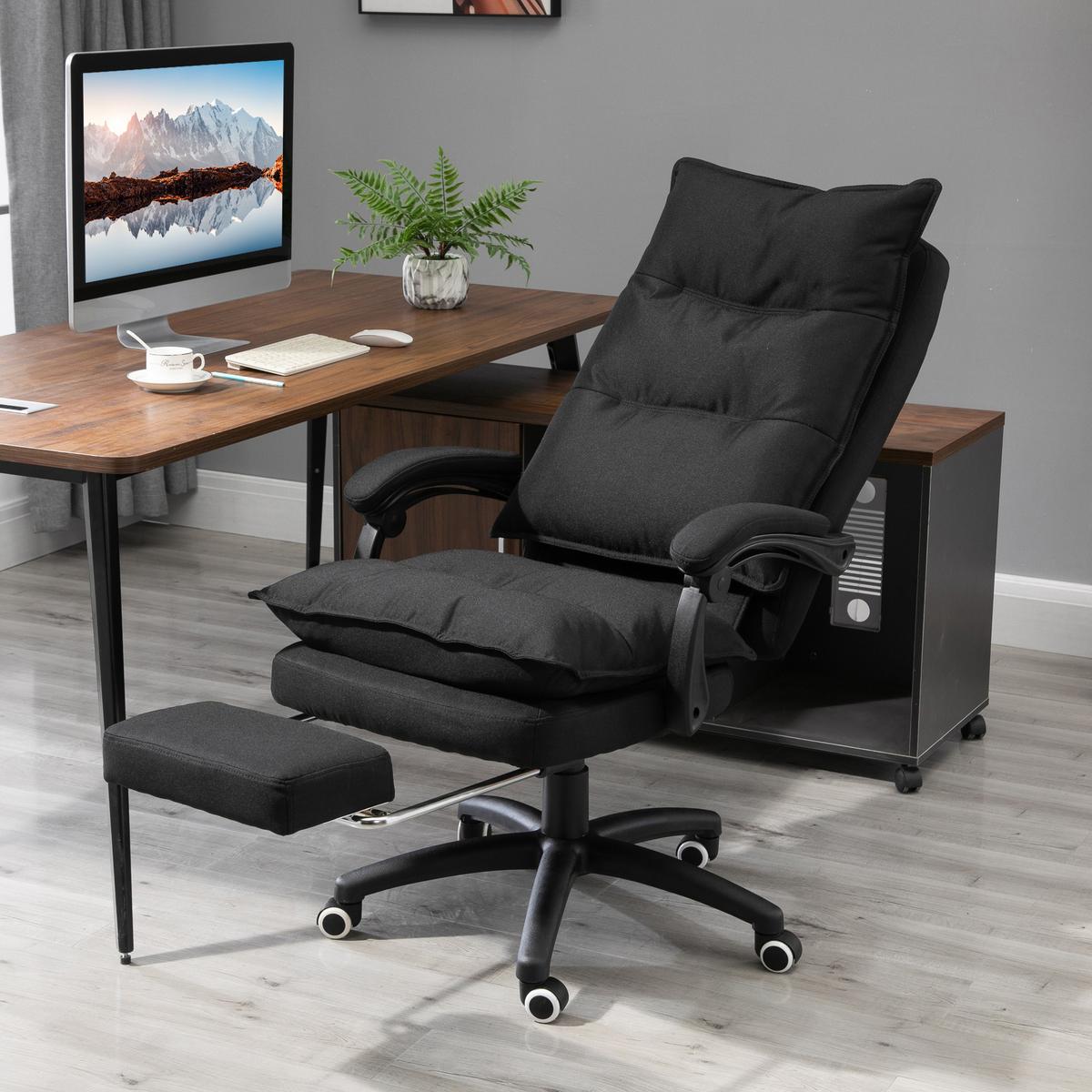 BÜROSTUHL mit Massagefunktion, Ergonomischer Schreibtischstuhl, Schwarz - Schwarz, Kunststoff (62/130/70cm) - Vinsetto