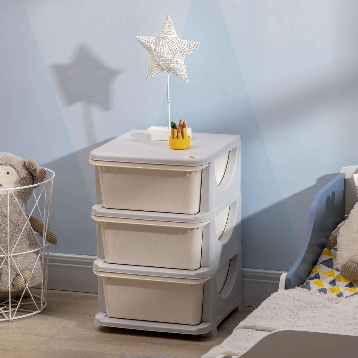 SCHUBLADENSCHRANK Kunststoff Cremeweiß - Creme, Kunststoff (37/56.5/37cm) - HOMCOM