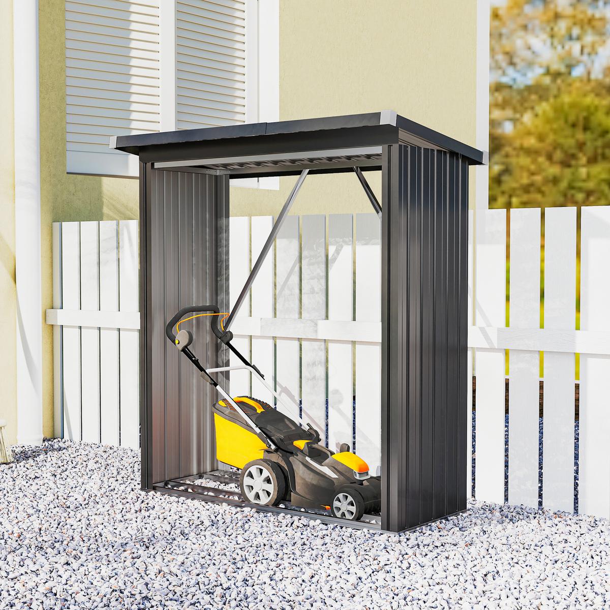 KAMINHOLZREGAL Verzinkter Stahl Dunkelgrau - Dunkelgrau, Metall (66.5/150/150cm) - Outsunny