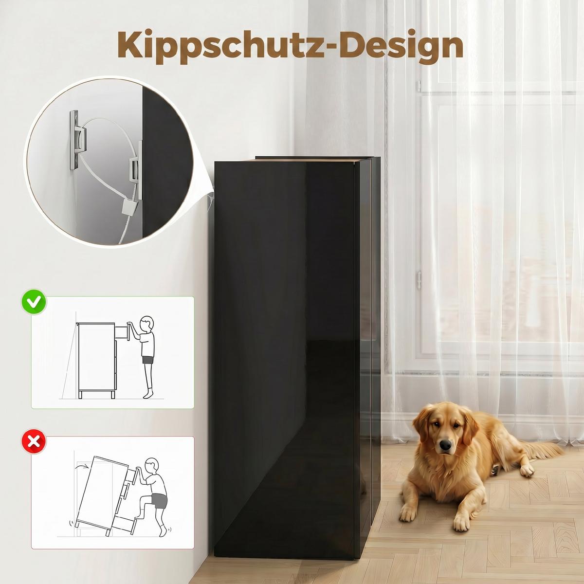 SCHUHSCHRANK Spanplatte Hochglanz-Schwarz - Schwarz Hochglanz, Holzwerkstoff (70/95/33.5cm) - HOMCOM
