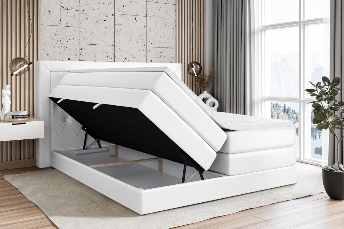 BOXSPRINGBETT NOEL KING - 120 x 200 - H3/H4 - Weiß Hochglanz - Weiß Hochglanz, Holzwerkstoff (120/200cm) - ALTDECOR