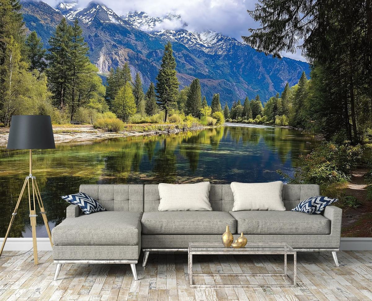 FOTOTAPETE 3D Effekt See Landschaft Wohnzimmer 150x105 - Multicolor, Papier (150/105cm) - Wallarena