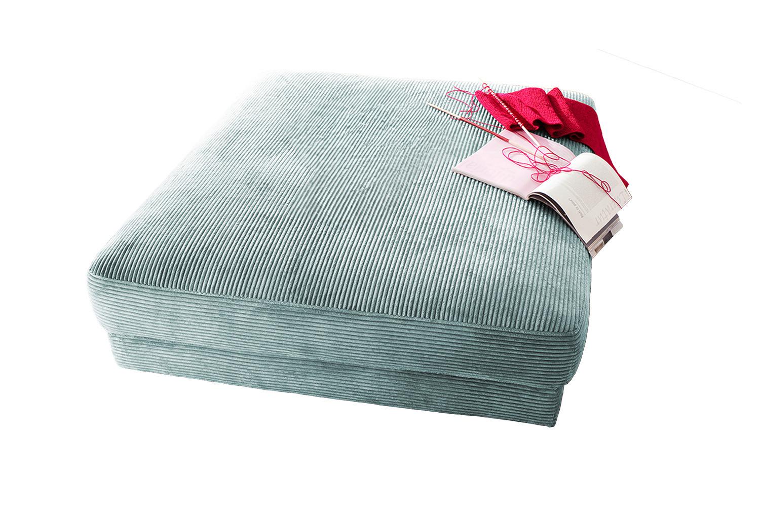BIG HOCKER MADELINE Hellblau Cord - Hellblau, Textil (120/43/120cm) - KAWOLA