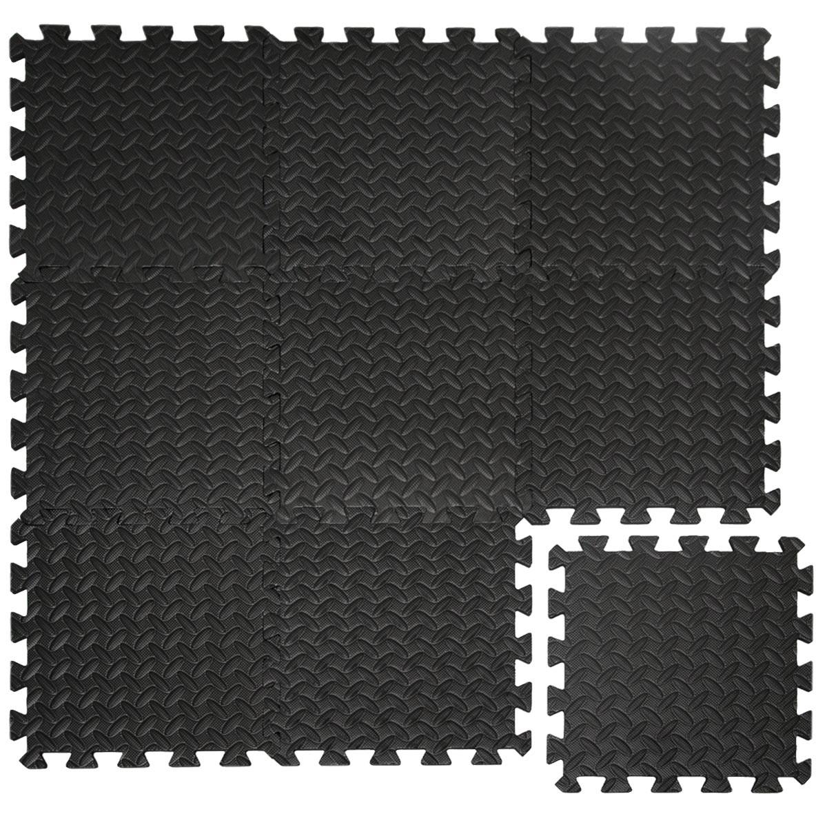 PUZZLEMATTE, 9er Set, 30x30x1cm, Schwarz - Schwarz, Kunststoff (30/30cm) - eyepower