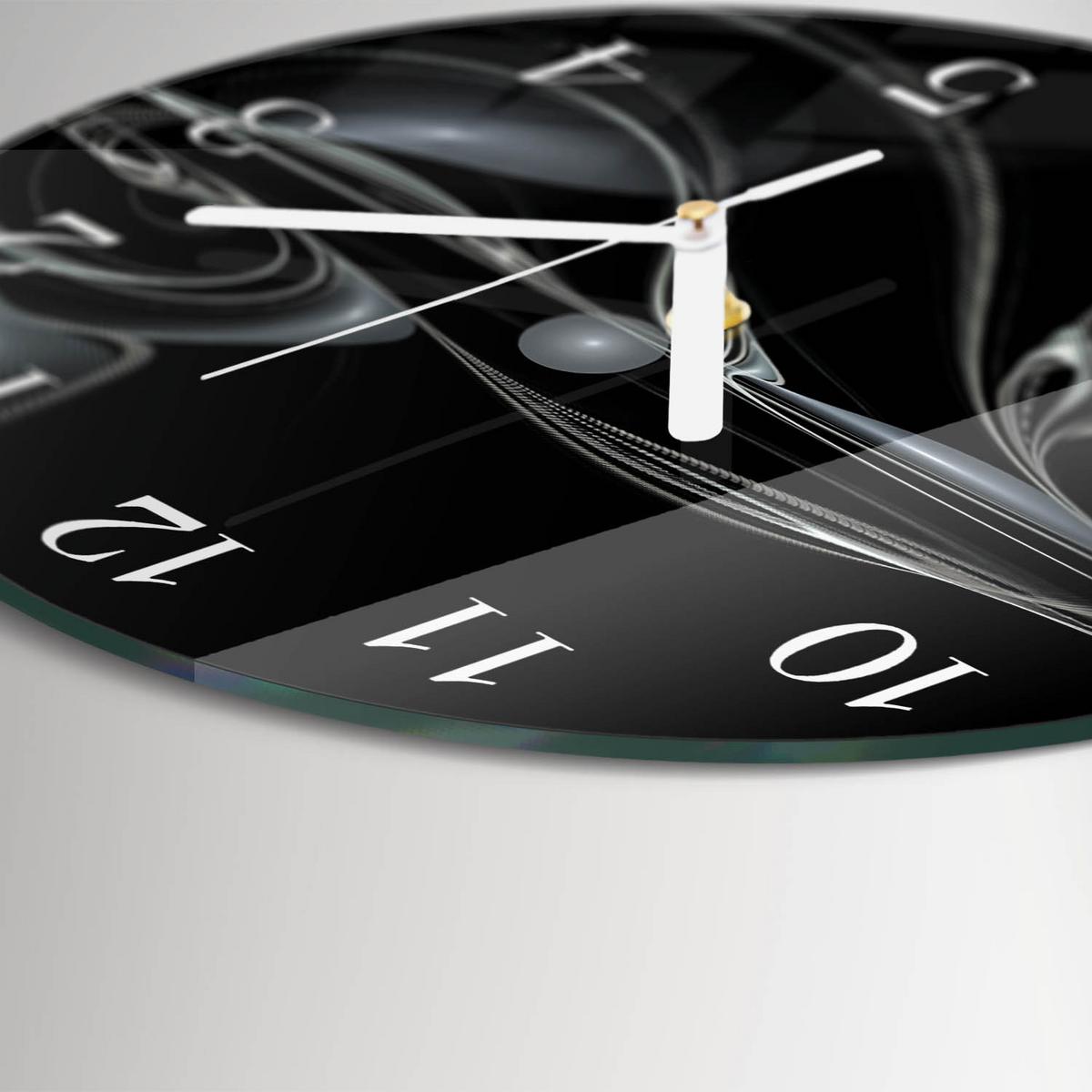 WANDUHR aus Glas Ø30 cm - Abstraktion - Schwarz, Glas (30/30/0.4cm) - TULUP
