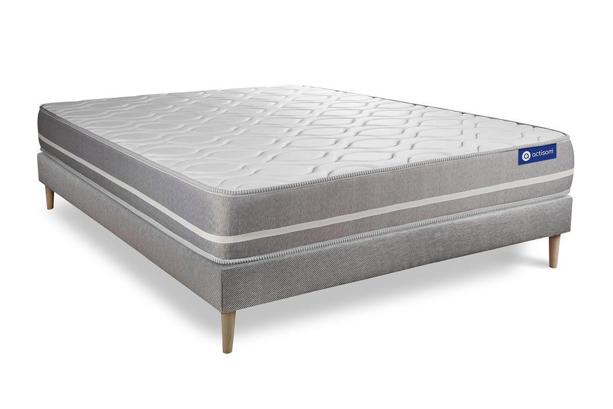 BETT Actilatex touch Latex und Memory-Schaum 160 x 200 cm h1 - Kit Bettgestell Grau - Beige/Grau, Karton/Holz (160/200cm) - ACTISOM