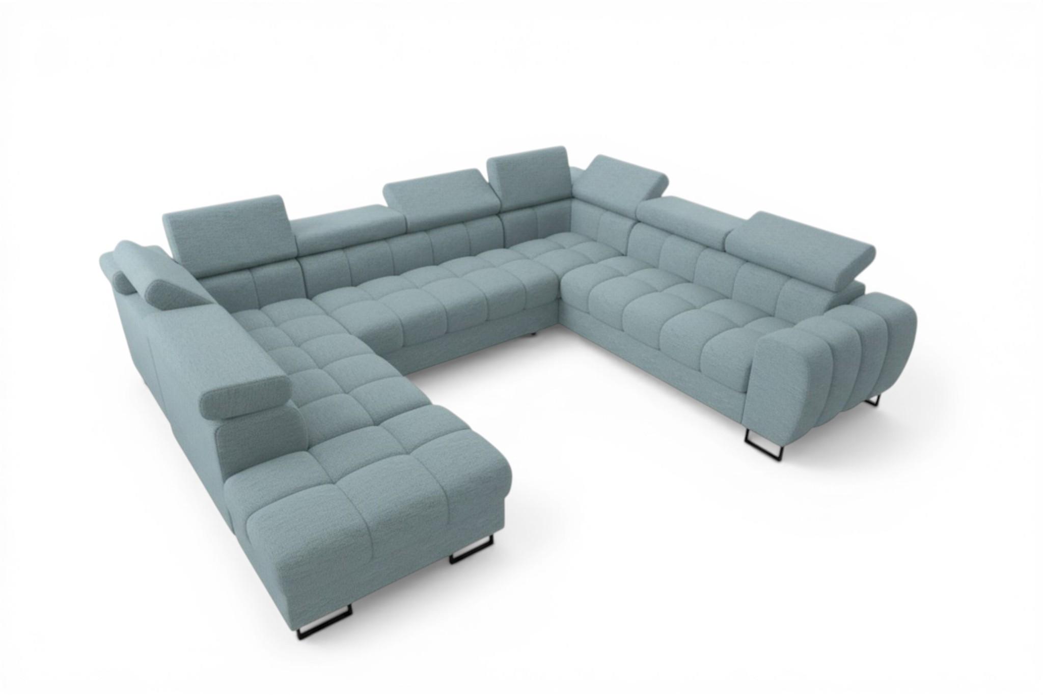 WOHNLANDSCHAFT Bastien Xl - Hellblau, Holzwerkstoff/Textil (265/95/350cm) - Fun Möbel