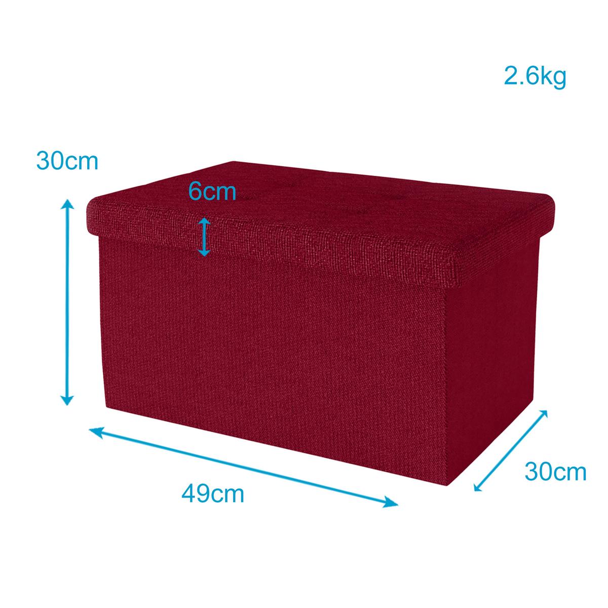 SITZBANK Faltbar mit Stauraum 49/30/30 cm (Rot) - Rot, Textil (30/30/49cm) - Intirilife
