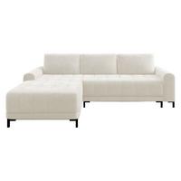 ECKSOFA Aris L, Seite: Links - Creme/Schwarz, Holz/Textil (258/168cm) - MIRJAN24