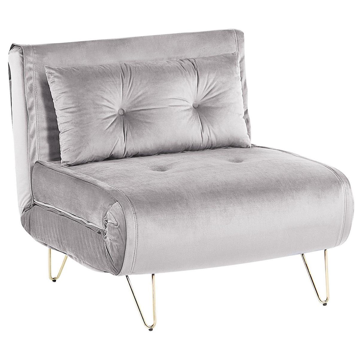 SCHLAFSOFA Samtstoff Grau Vestfold - Hellgrau, Textil (85/81/78cm) - Beliani