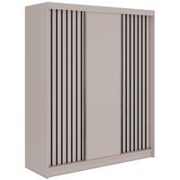 SCHWEBETÜRENSCHRANK mit Lamellen und Schubladen LUMOS - 180 - Kaschmir und Schwarz - Kaschmir/Schwarz, Holzwerkstoff/Metall (180/216/61cm) - MKS