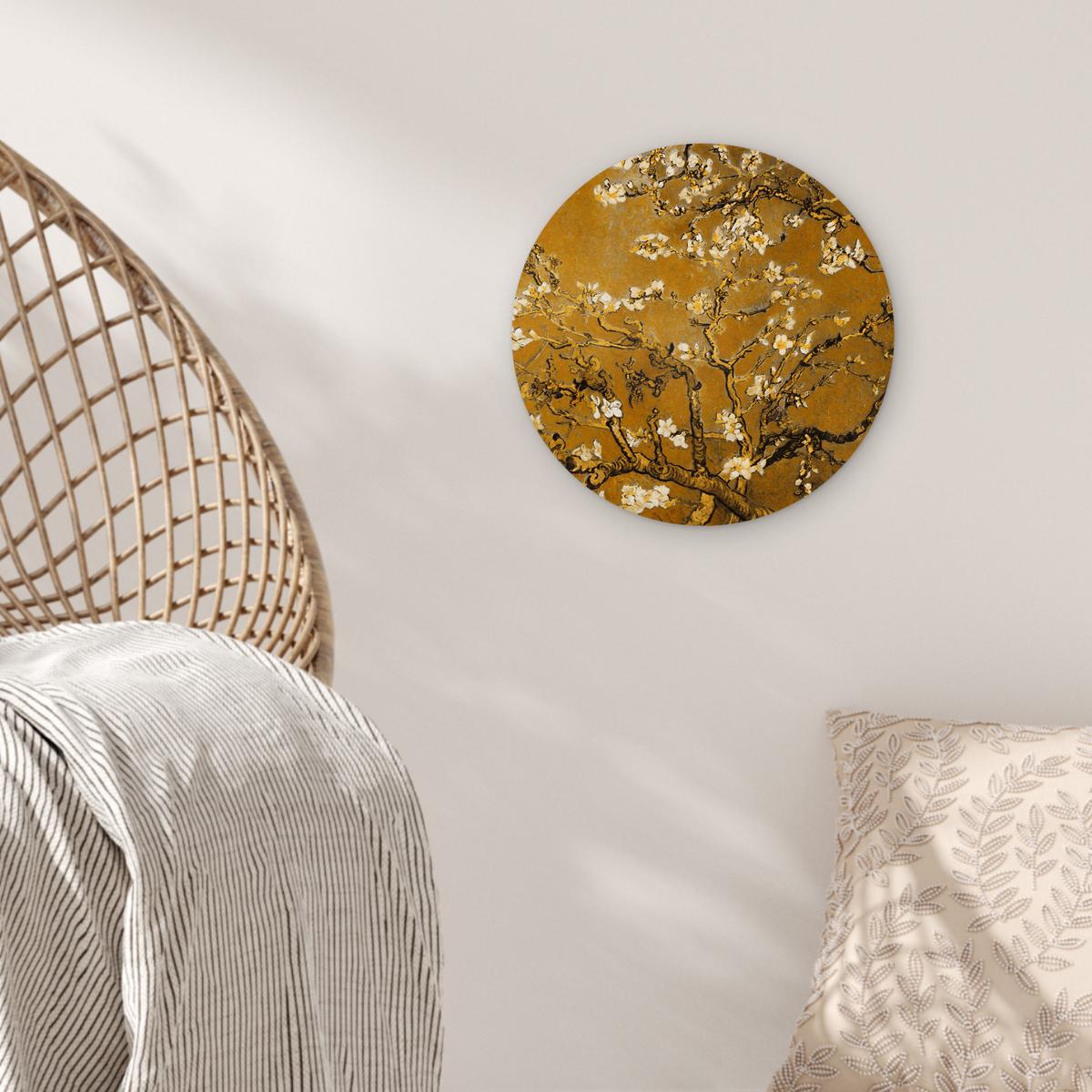 WANDBILD Mandelblüte - Kunst - Van Gogh - Gold Deko Wohnzimmer 30x30 cm - Wengefarben, Kunststoff (30/30cm) - MuchoWow