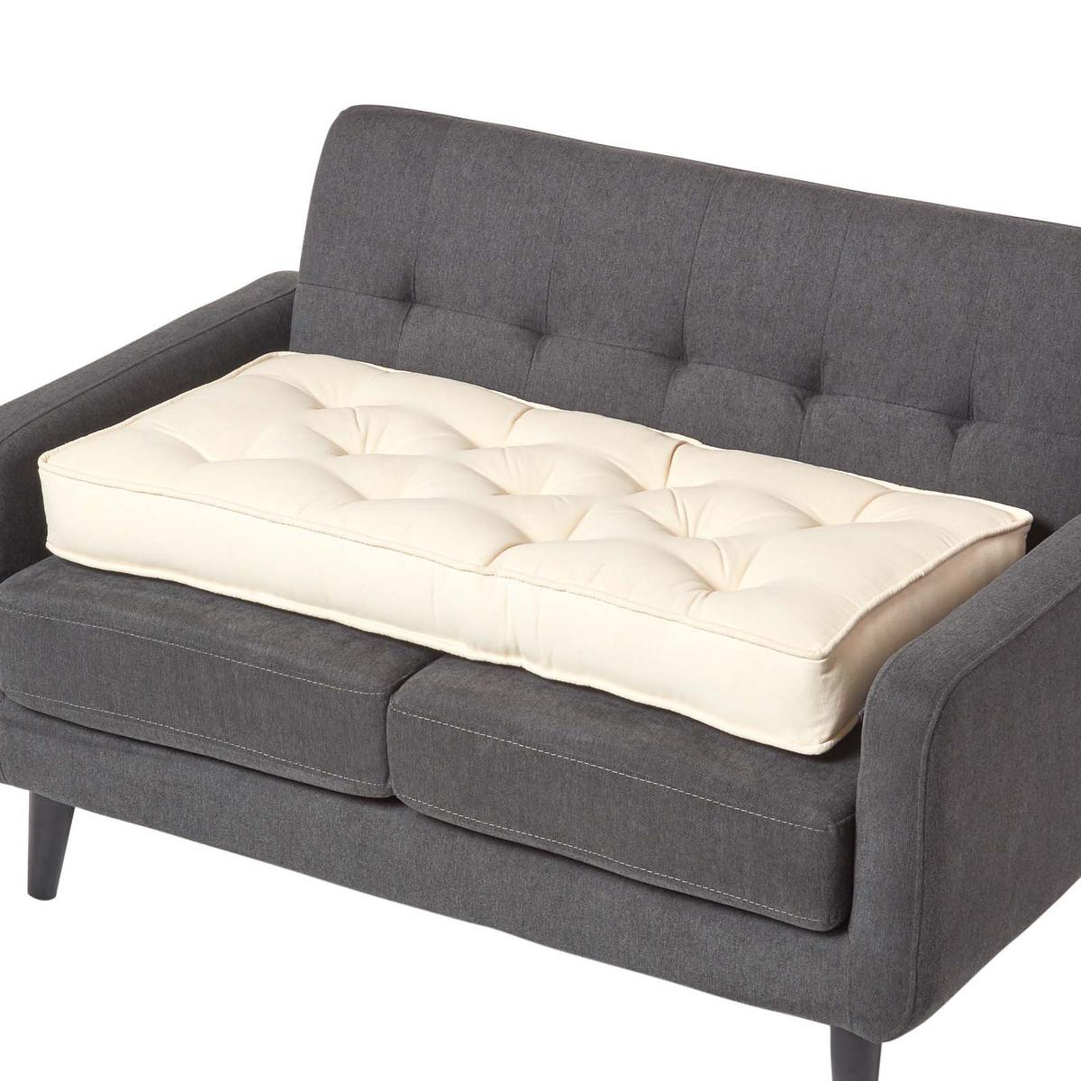 SITZAUFLAGE für Zweisitzer-Sofa 100 x 48 cm – dickes Sitzkissen crème - Creme, Textil (48/100/10cm) - Homescapes